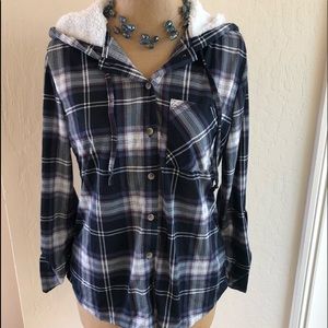 Beautiful Plaid Hooded Sweater, Size Medium